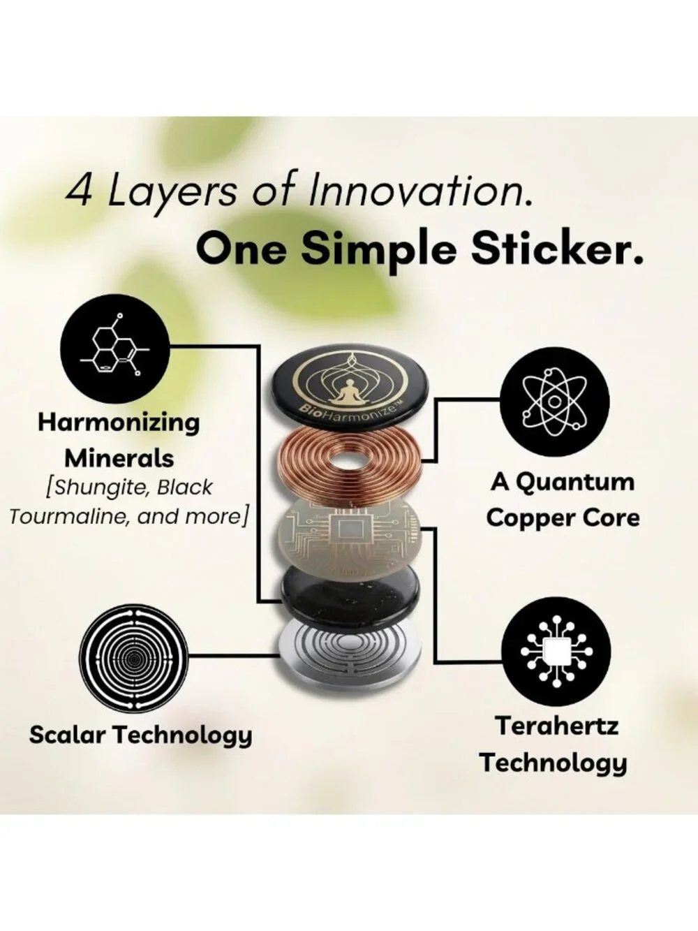 EMF Harmonizing Stickers - 6 Pack for Phones, Laptops & Tablets | Quantum